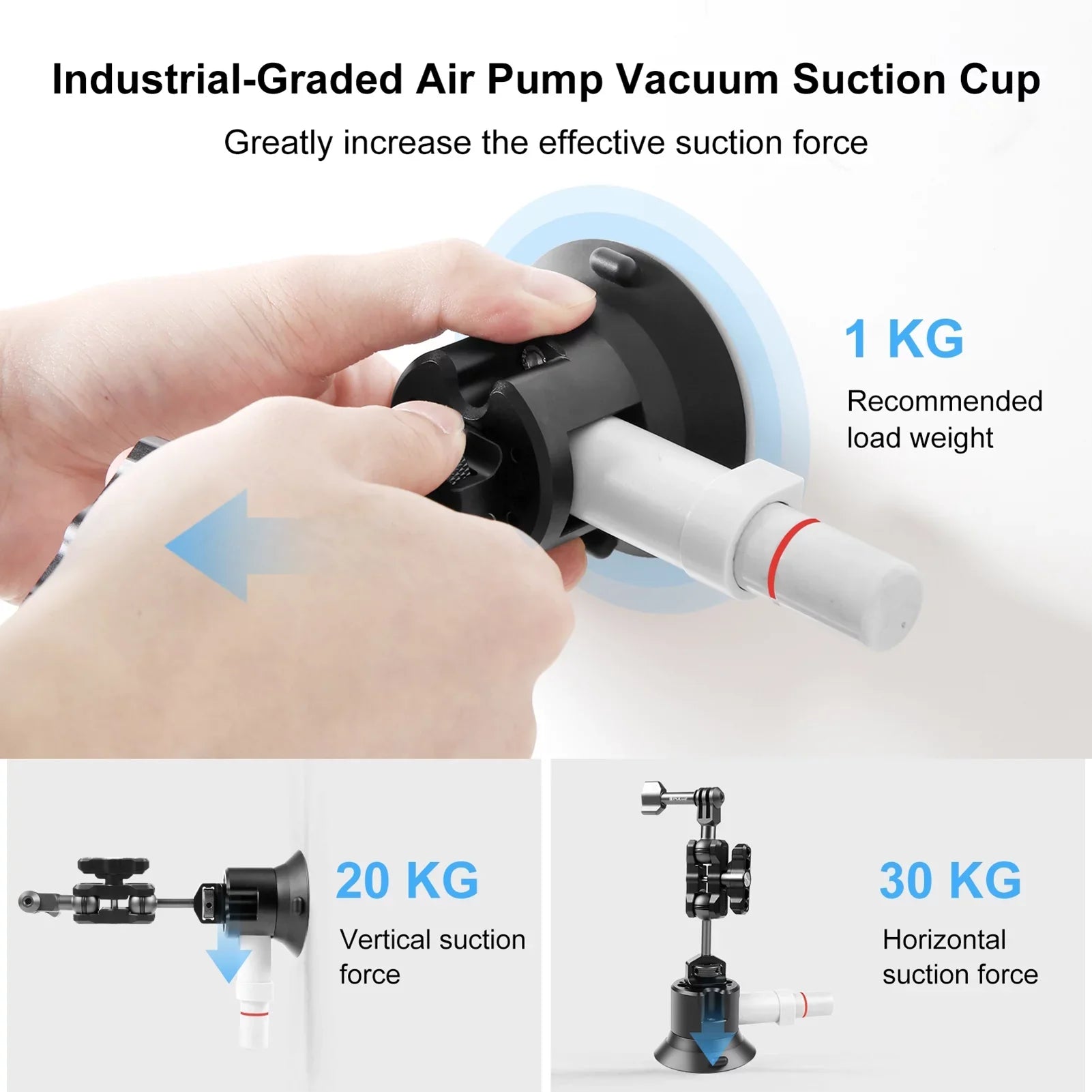 PULUZ PU845B Suction Cup Mount Action Camera Suction Camera Mount Bracket Dual 360° Rotatable Ballheads Replacement GoPro Hero 11/10/9/8, Osmo Action 3/2