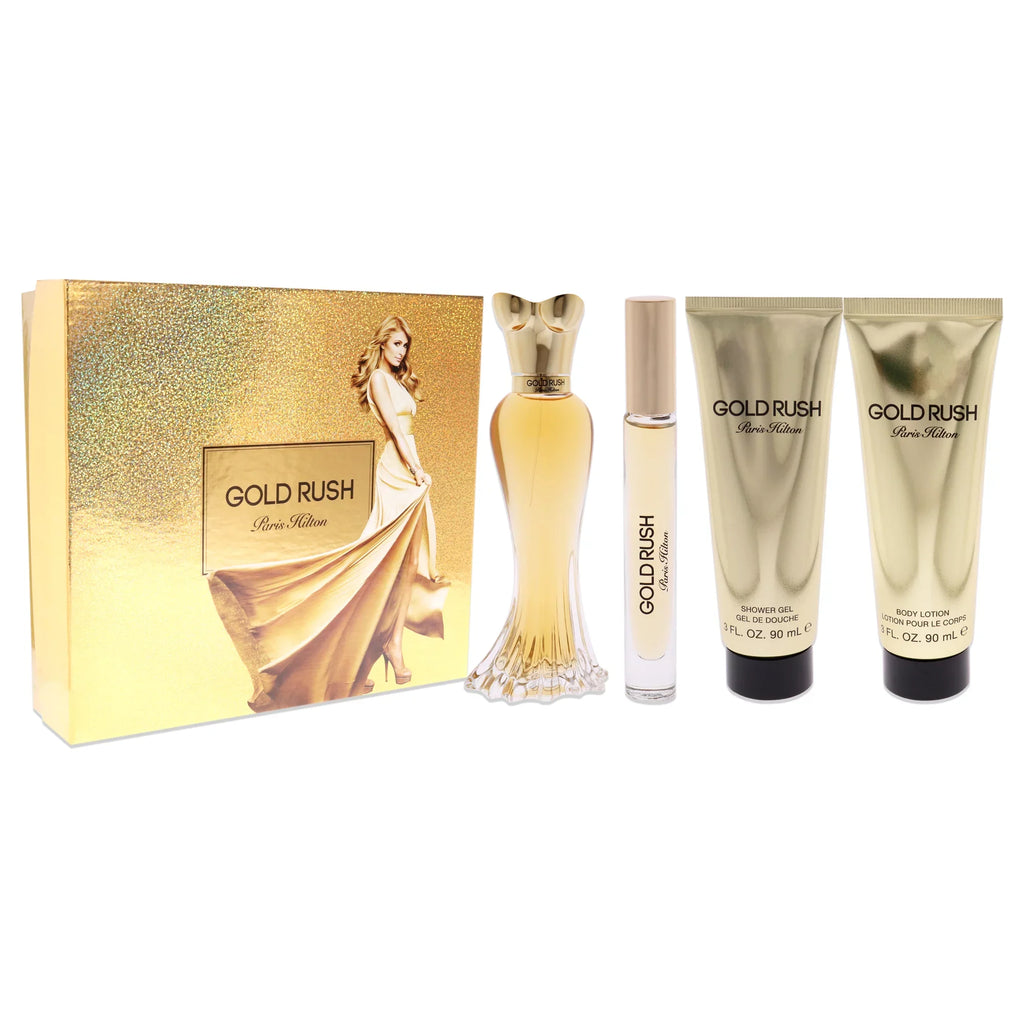 Paris Hilton Gold Rush Perfume Gift Set Women, 4 Pieces