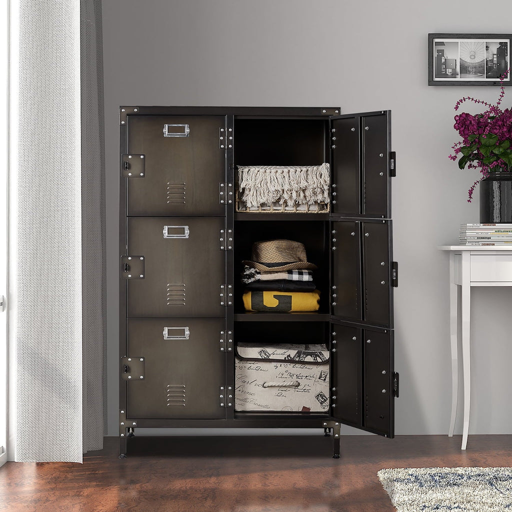 STANI Metal Locker 47.3" Steel Storage Cabinet with 2 Shelf ,Office School Gym Bedroom Metal Storage Locker Cabinets Employees Students Steel Locker