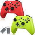 2 Pack Wireless Xbox Controller Xbox One, Xbox One X/S, Xbox Series X/S, Windows PC 10/11 Gamepad with Audio Jack & Volume Button/Turbo/Macro/Motion Control & Rechargeable Battery - Green+Red