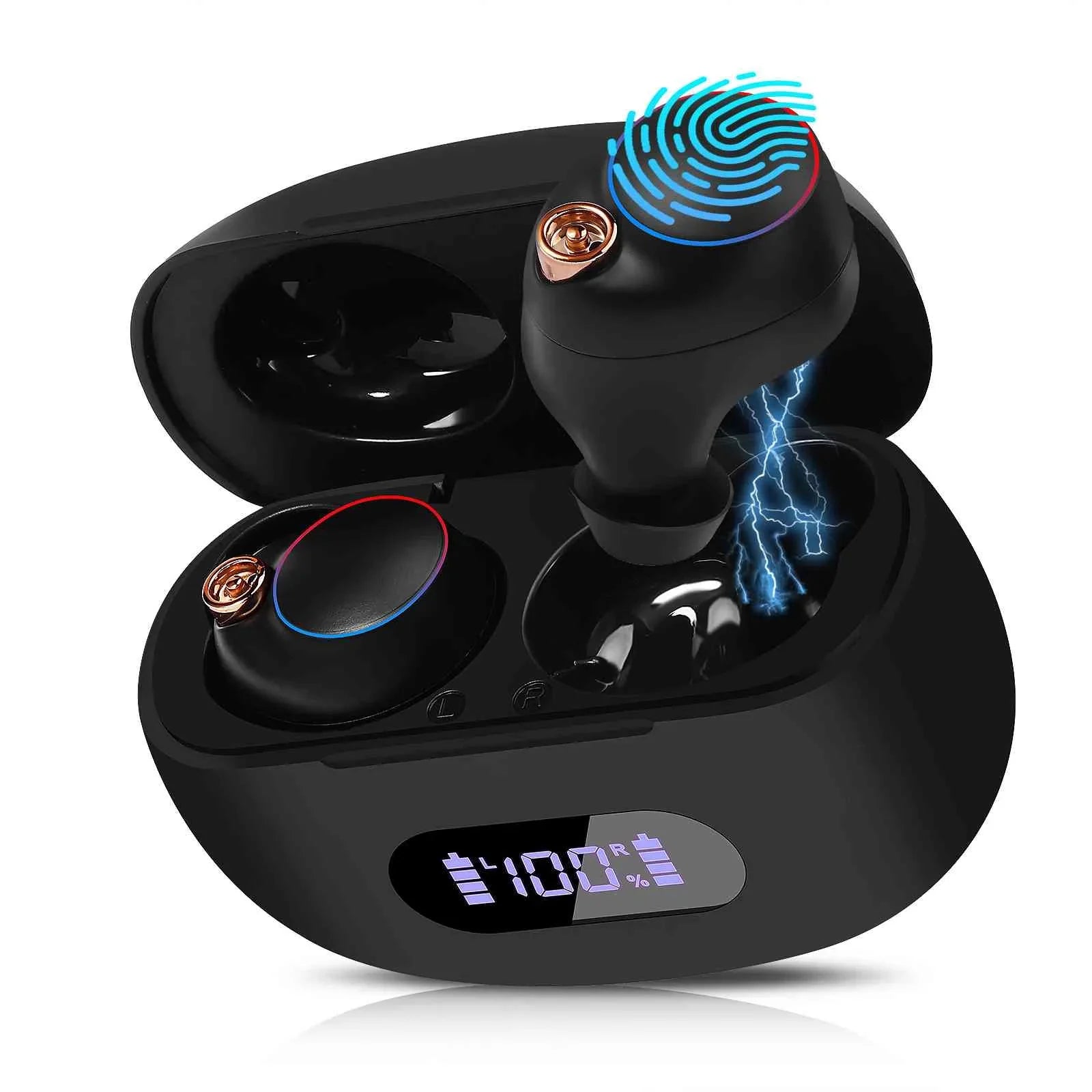 UrbanX True Wireless Bluetooth Earbuds + Charging Case, Black, Dual Connect, IPX5 Water Resistance, Bluetooth 5.2 Connection, Balanced, Bass Boost with Lenovo K5 Pro