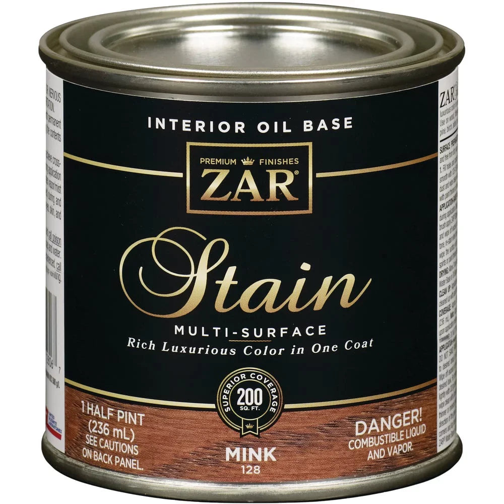 1 PK, ZAR Oil-Based Wood Stain, Mink, 1/2 Pt.