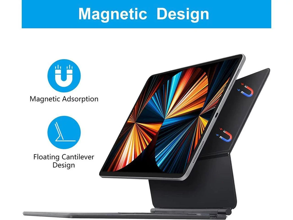 Magic Keyboard iPad Pro 12.9 2022 6th Gen / 2021 5th Gen / 2020 4th Gen / 2018 3rd Gen - Backlit Trackpad Keyboard Magnetic Smart Stand Coating
