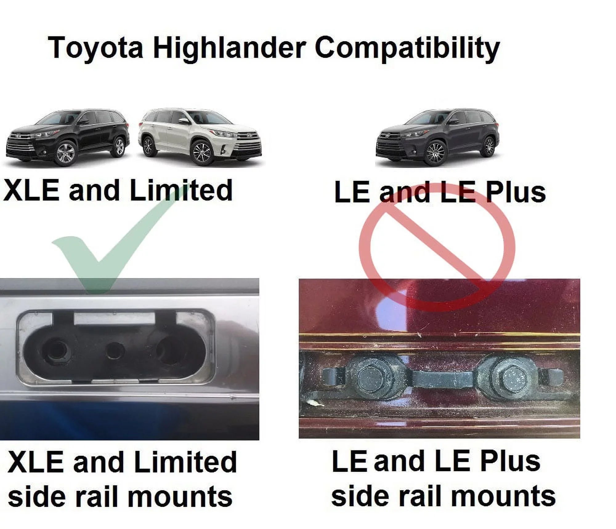 BRIGHTLINES Roof Rack Crossbars Replacement For Toyota Highlander XLE Limited SE Limited Platinum 2014-2019, a Set of 2pcs, Black Aluminum Top Cargo Rack