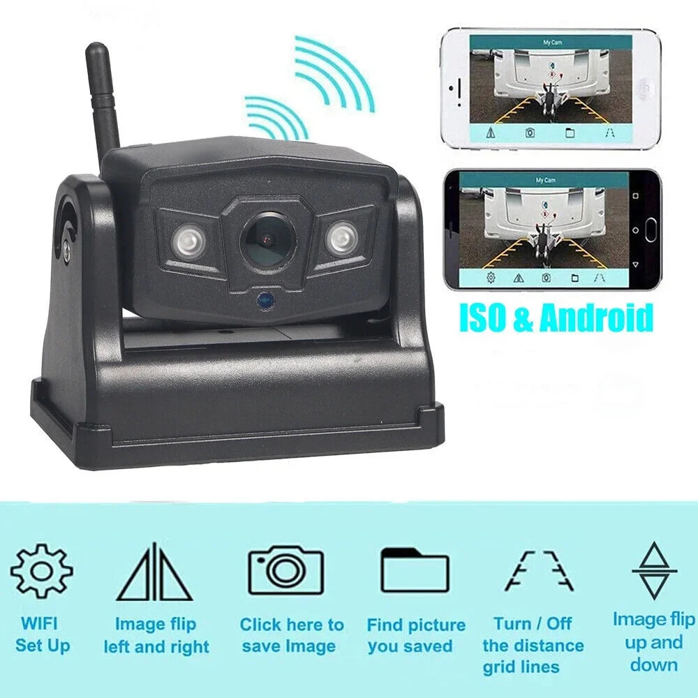 JLLOM Magnetic WiFi Wireless Camera, Backup Front/Rear View, Equipped with 9600mAh Battery
