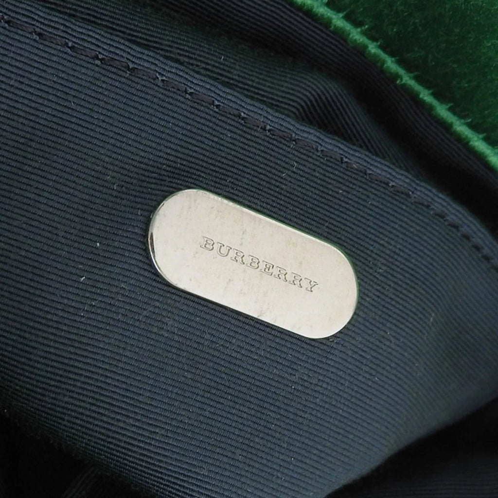 Pre-Owned Burberry BURBERRY pin clutch bag viscose silk rhinestone bijou green (Like New)