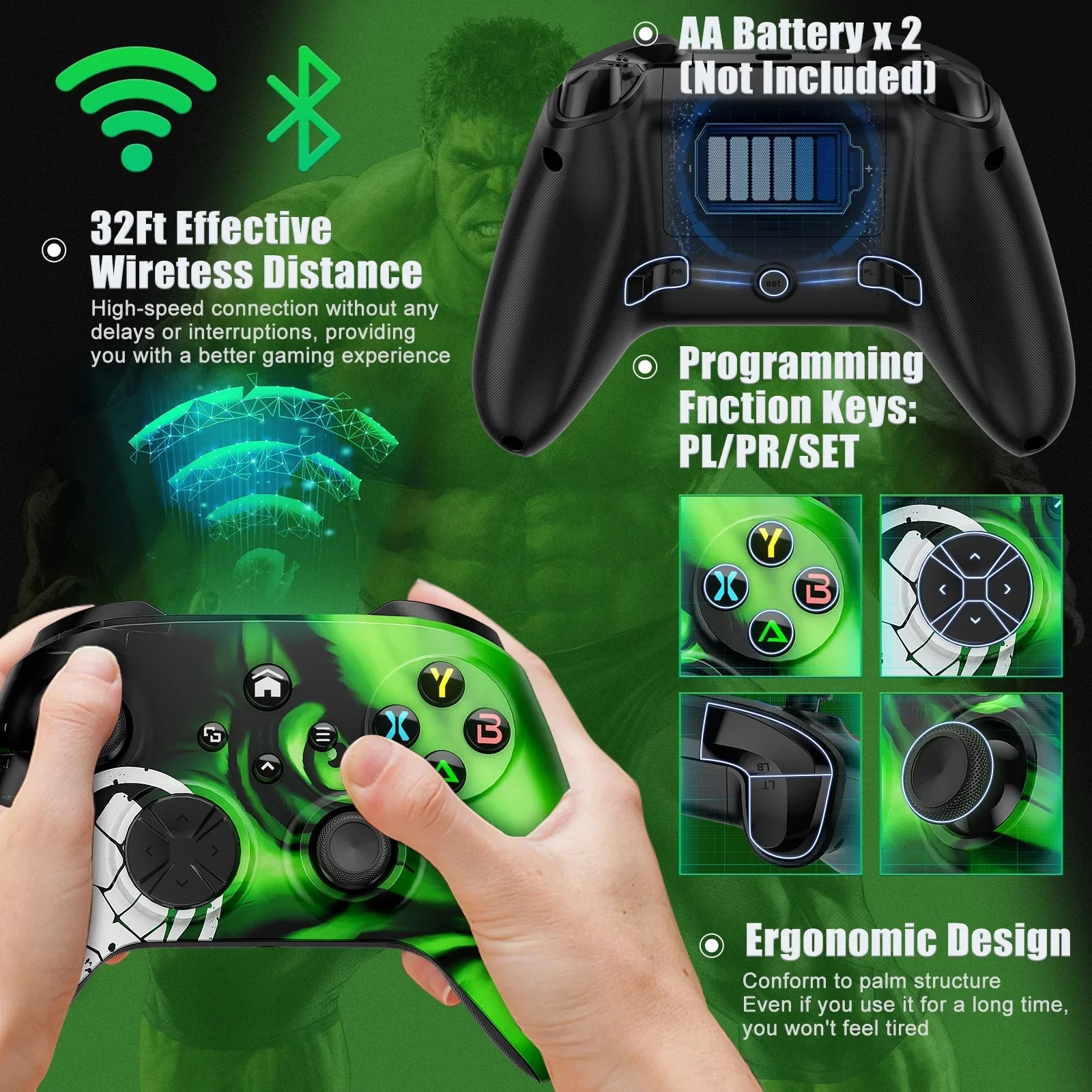 Bonadget Xbox One Wireless Controller, with Xbox one/Xbox One S/X/Xbox Series X/S/Android/iOS/PC Gamepad Remote with Wifi/Macro Function/Turbo/3.5mm Audio Jack(Need to Upgrade)