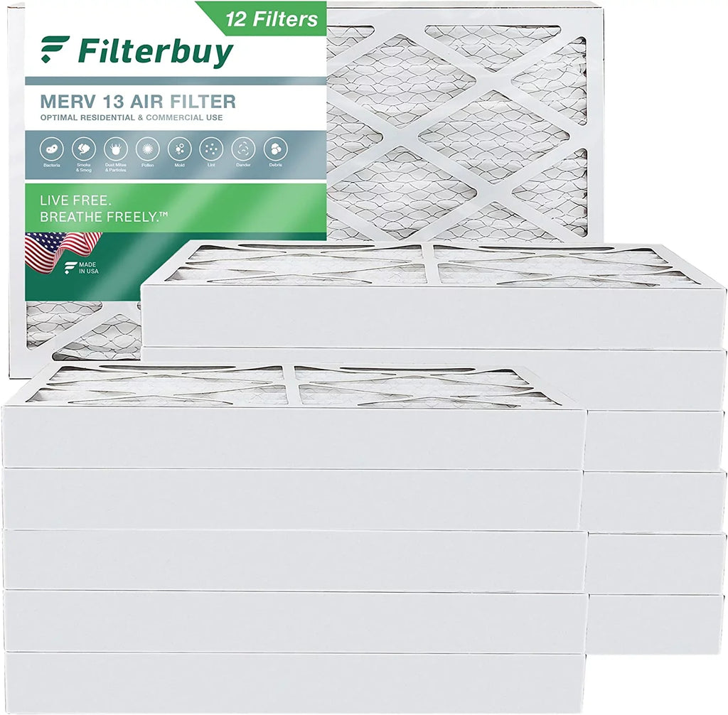 Filterbuy 12x24x4 MERV 13 Pleated HVAC AC Furnace Air Filters (12-Pack)