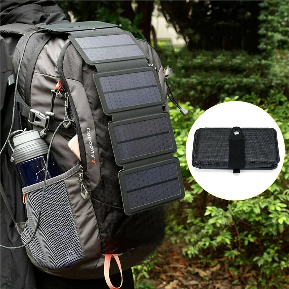 Jahy2Tech 4-Panel 7.2W Portable Solar Charger Power Bank Wireless Phone Charger with iPhone, Android
