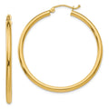 Real 14kt Yellow Gold Polished 2.5mm Lightweight Tube Hoop Earrings; Adults and Teens; Women and Men