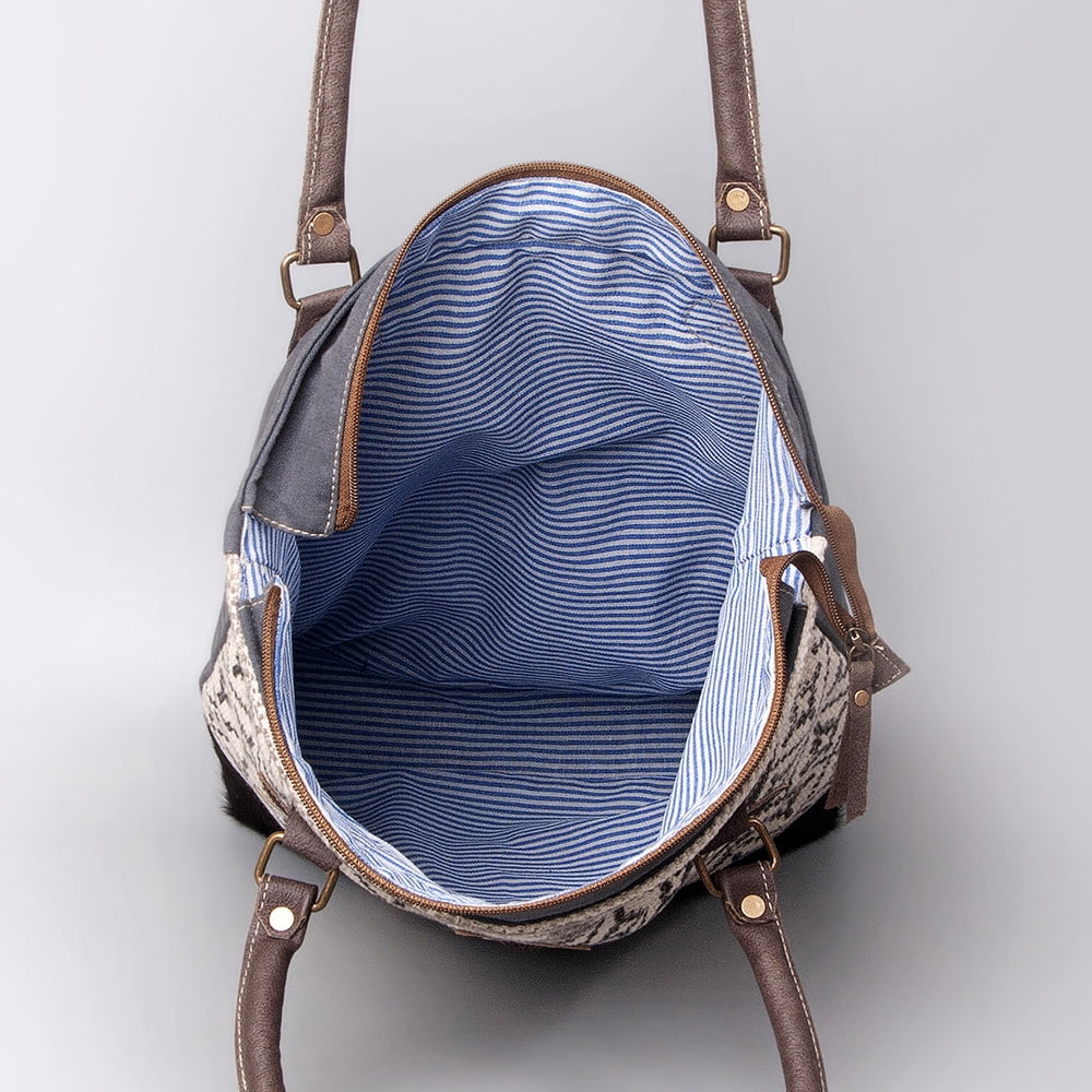 KB OHLAY KB481 TOTE Upcycled Wool Upcycled Canvas Embossed Genuine Leather women bag western handbag purse