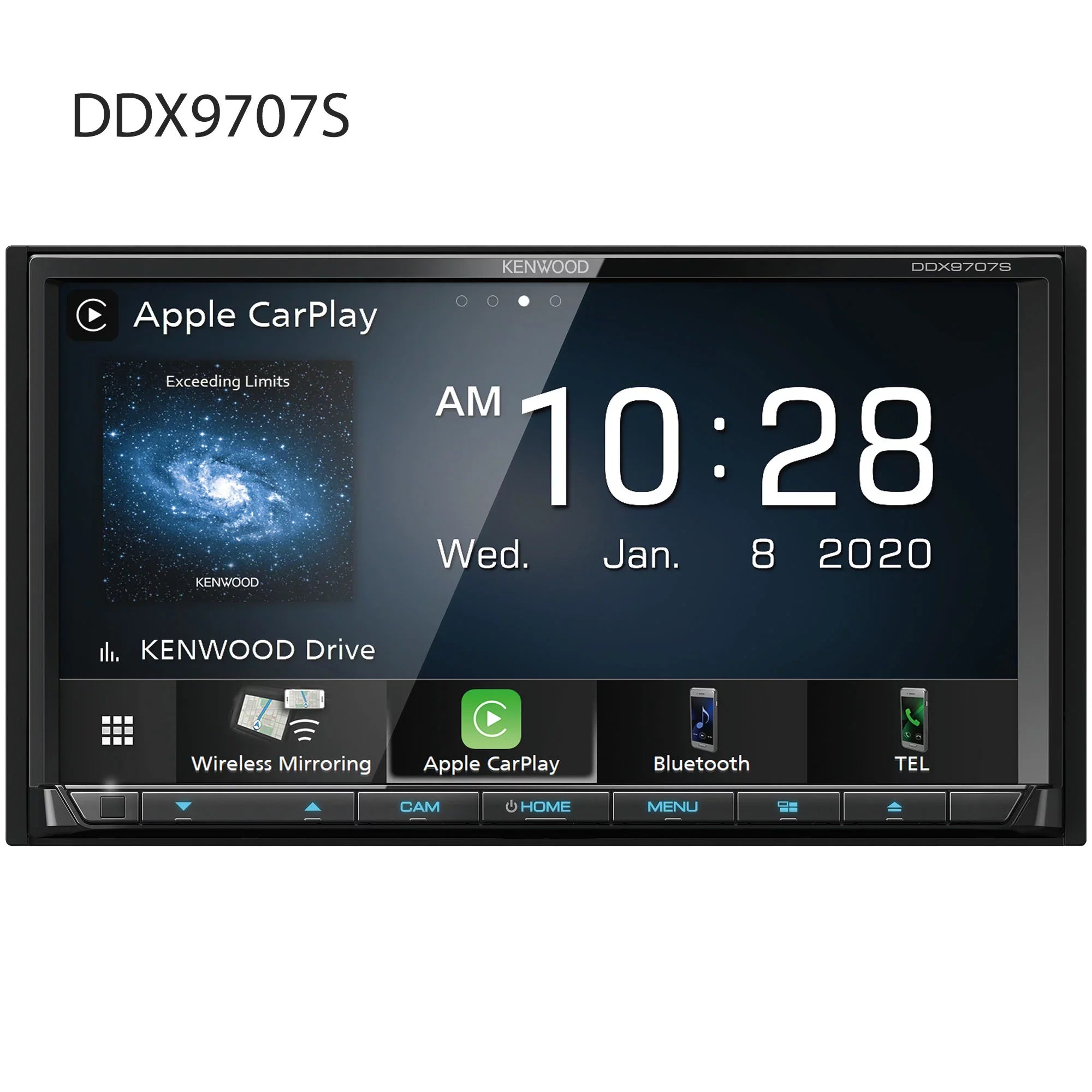 Kenwood DDX9707S MultiMedia Receiver with CMOS-320LP Multi-Angle Rear View Camera with License Plate Mounting
