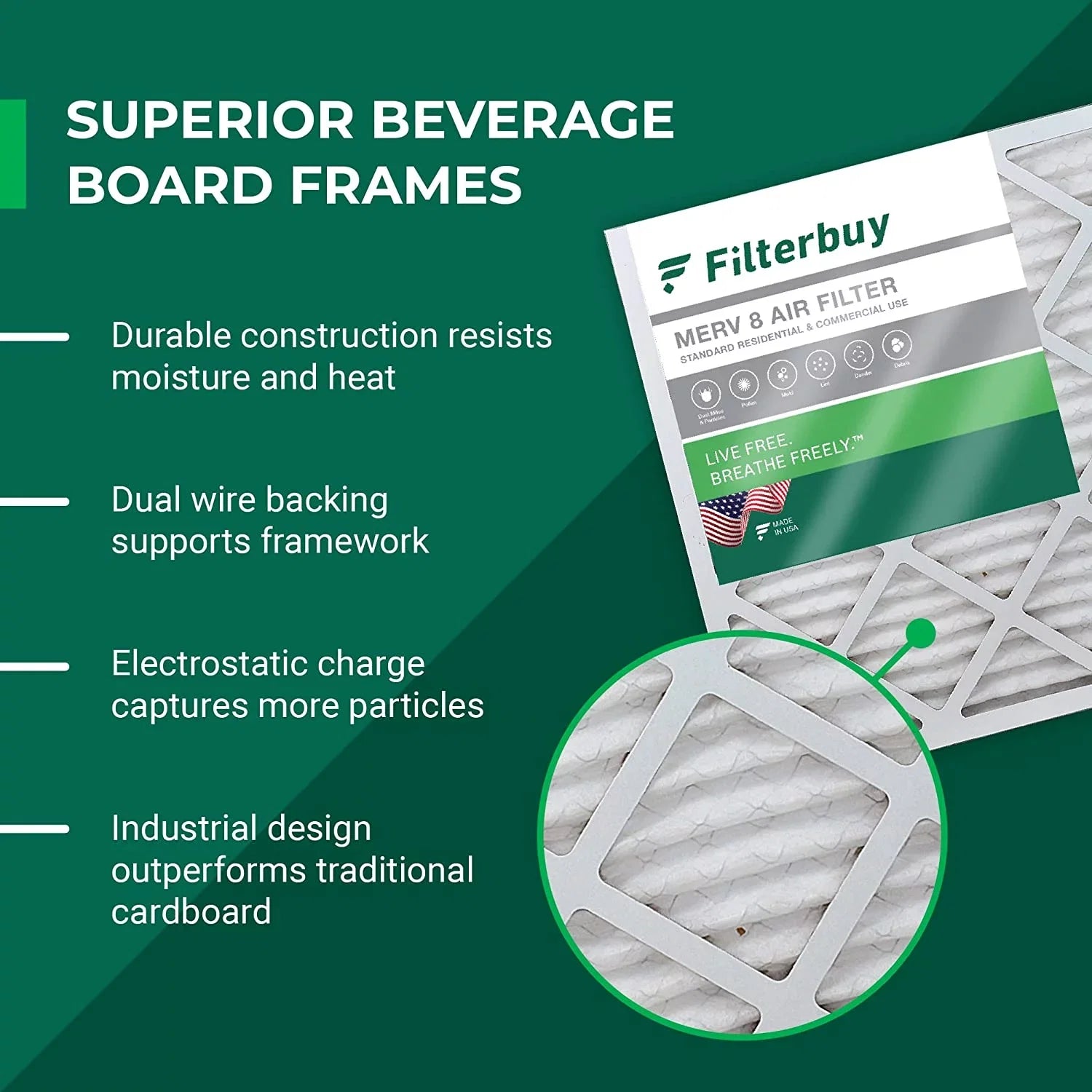 Filterbuy 14x14x1 MERV 8 Pleated HVAC AC Furnace Air Filters (12-Pack)