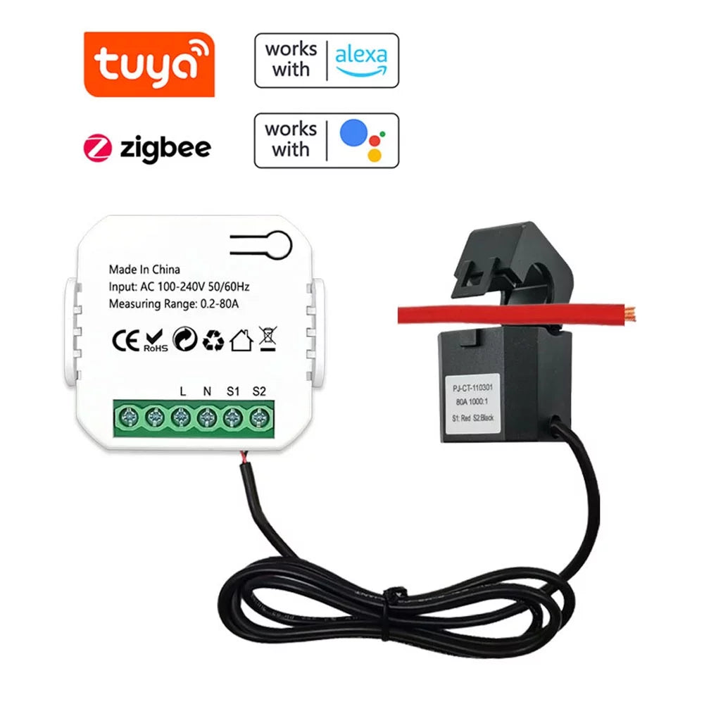 Dazzduo Electric meter,Statistics Voice Meter Clamp KWh Power Monitor Statistics KWh Power Monitor Meter 80A Clamp Power Monitor Statistics 80A Clamp KWh