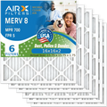 16x16x2 Air Filter MERV 8 Comparable to MPR 700 & FPR 5 Electrostatic Pleated Air Conditioner Filter 6 Pack HVAC AC Premium USA Made 16x16x2 Furnace Filters by AIRX FILTERS WICKED CLEAN AIR.