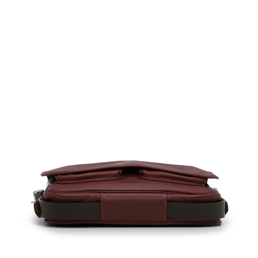 Pre-Owned Authenticated Hermès Sikkim Barda 30 Messenger Bag Calf Leather Red Crossbody Bag Unisex (Good)