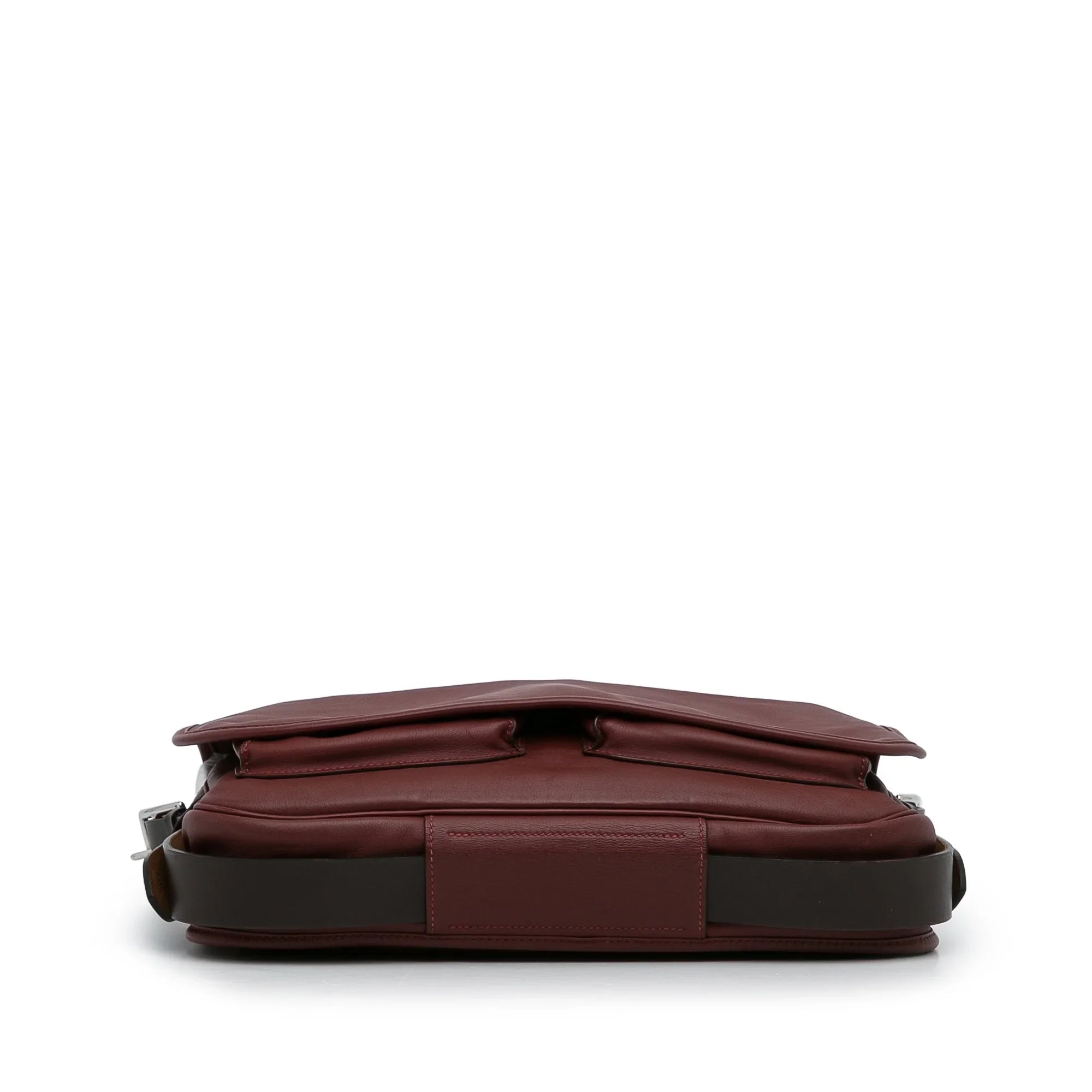 Pre-Owned Authenticated Hermès Sikkim Barda 30 Messenger Bag Calf Leather Red Crossbody Bag Unisex (Good)
