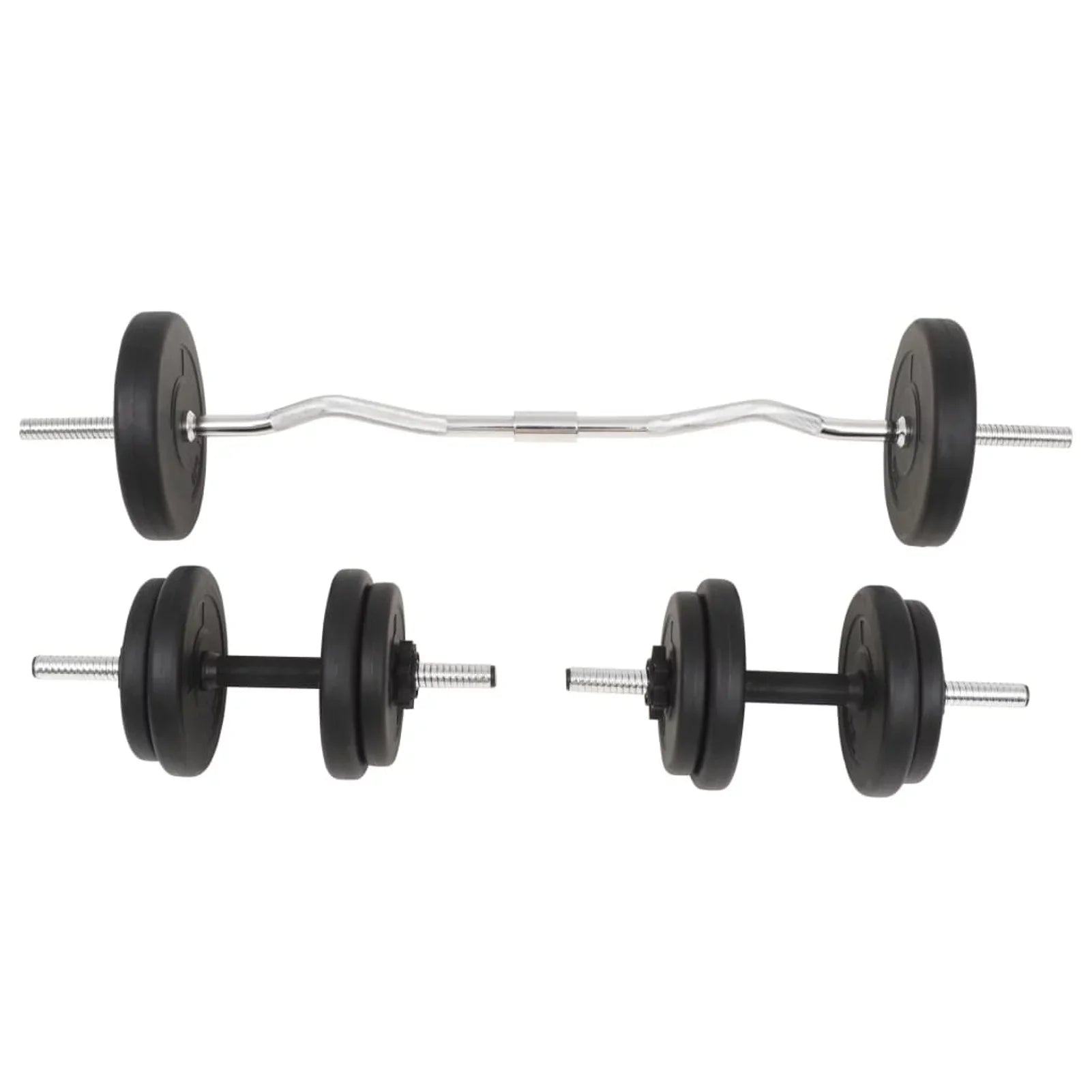 moobody Barbell and Dumbbell Set Weight Plates with Bars 66.1 lb Strength Training, Weightlifting, Bodybuilding, Fitness, Home Gym