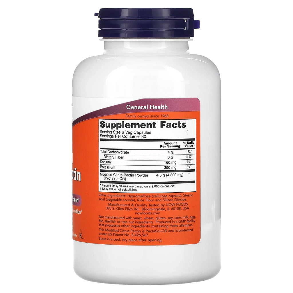 NOW Foods Modified Citrus Pectin, 800 mg, 180 Veg Capsules