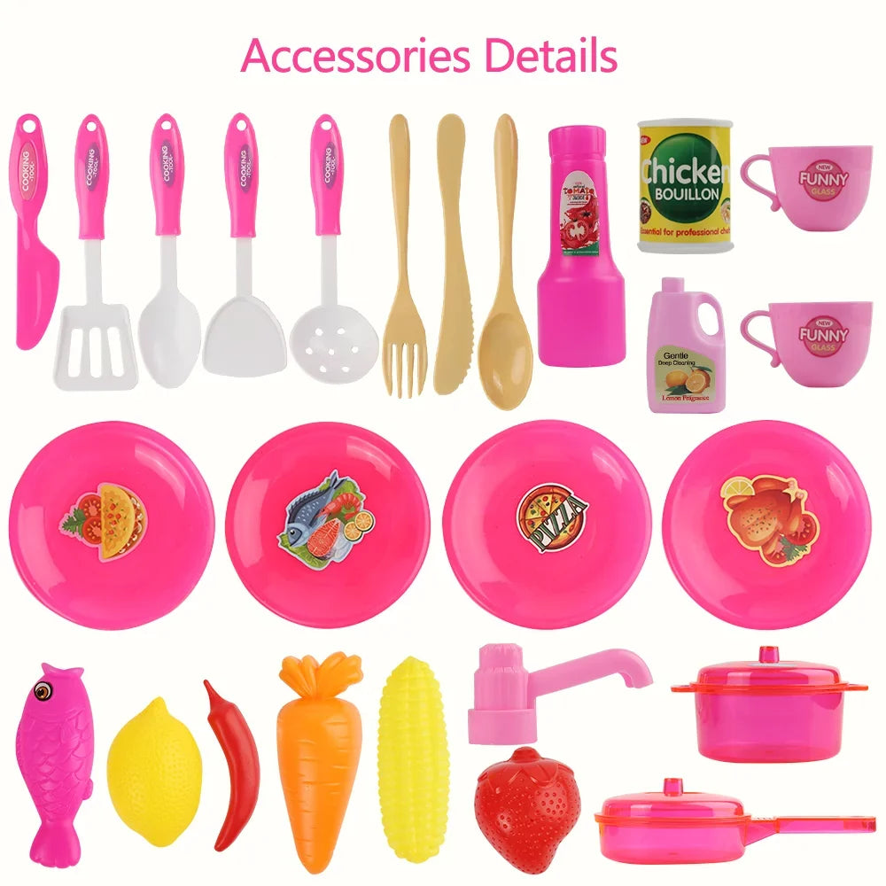 Little Chef's Pretend Kitchen Cooking Play Set with Food, Cups, Utensils, Pots and Pans