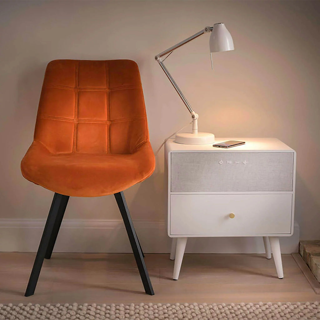 Koble Ralph Height-Adjustable Smart Side Table With Wireless Charging And Bluetooth® Audio, 23"H x 19"W x 10-7/8"D, White