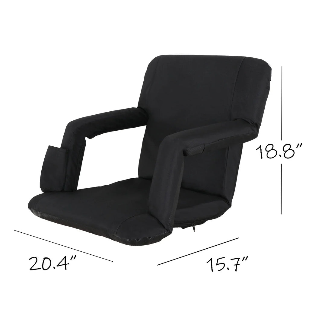 HomGarden Portable Stadium Seat Chair Bleachers, 6 Reclining Folding Seat Waterproof, Black