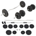 moobody Barbell and Dumbbell Set Weight Plates with Bars 66.1 lb Strength Training, Weightlifting, Bodybuilding, Fitness, Home Gym