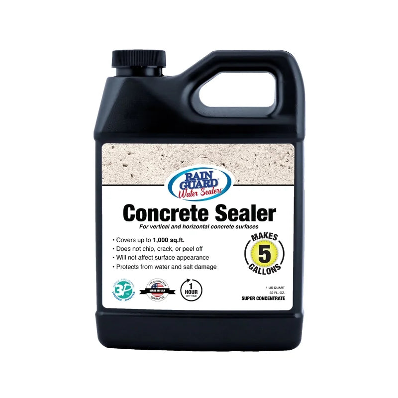 Rain Guard Water Sealers SP-4003 Concrete Sealer Super Concentrate - Water Repellent Interior or Exterior Concrete - Shield up to 1000 Sq. Ft, 32 oz Makes 5 Gallons, Invisible Clear