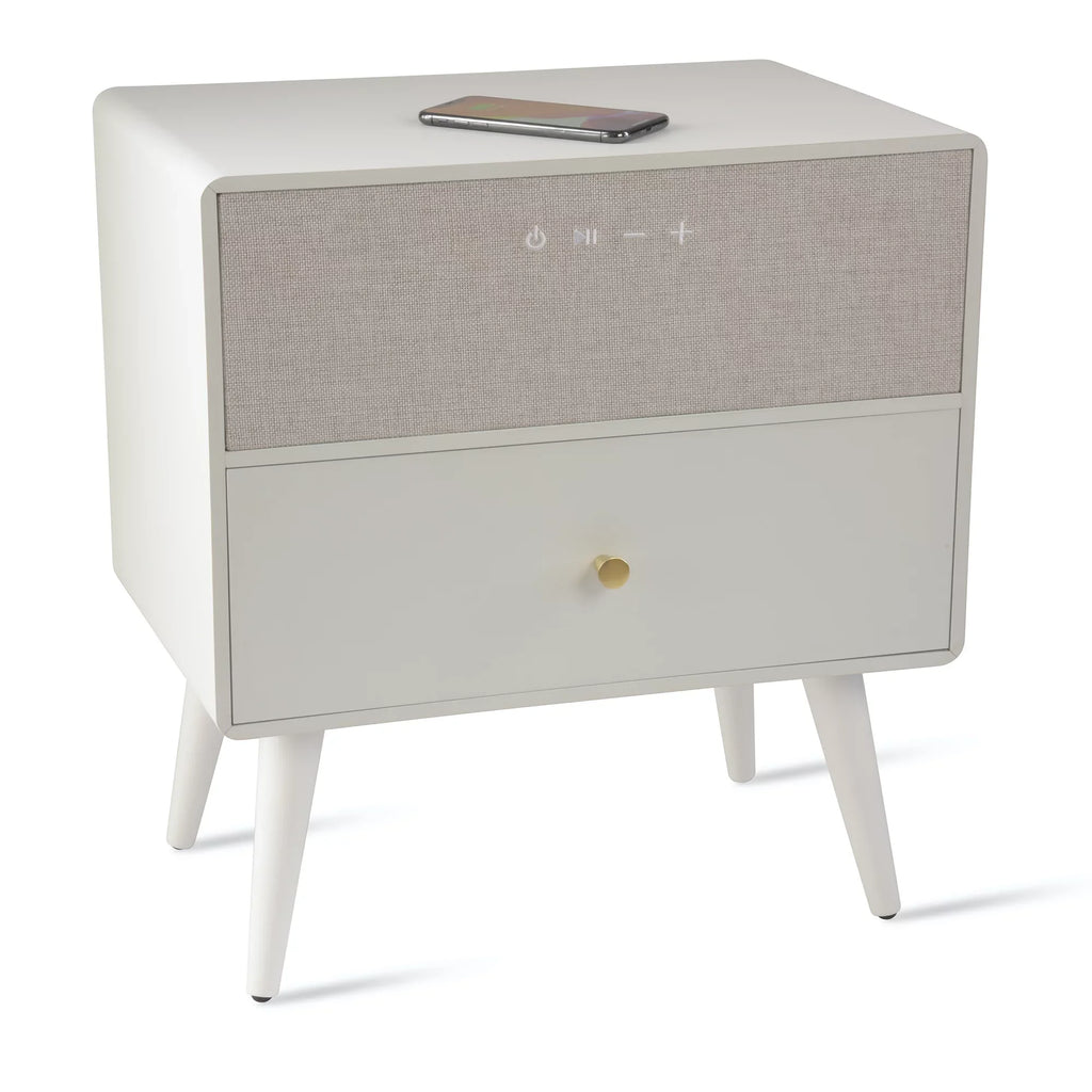 Koble Ralph Height-Adjustable Smart Side Table With Wireless Charging And Bluetooth® Audio, 23"H x 19"W x 10-7/8"D, White