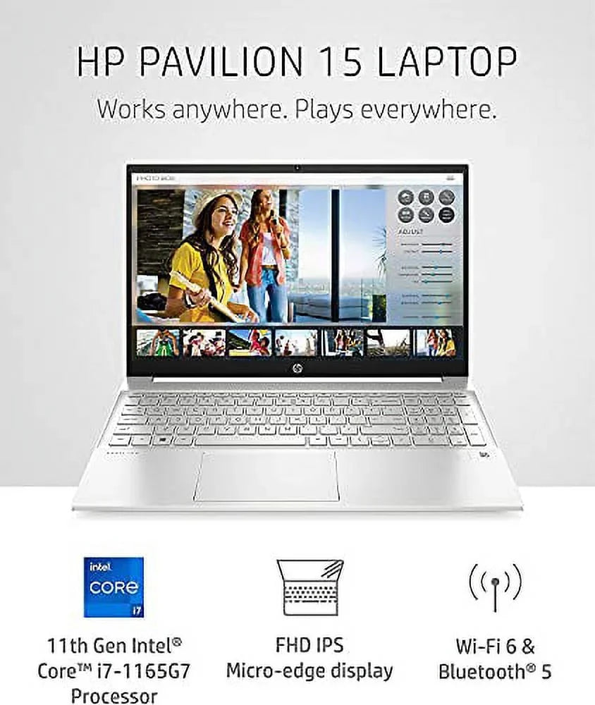 2022 HP Pavilion Laptop - 15.6" FHD (1920 x 1080) IPS - 11th Intel i7-1165G7 - Iris Xe Graphics - 32GB DDR4 - 1TB NVMe SSD - HDMI - USB-C - WiFi 6 - Bluetooth 5 - Windows 11 Pro w/ 32GB USB