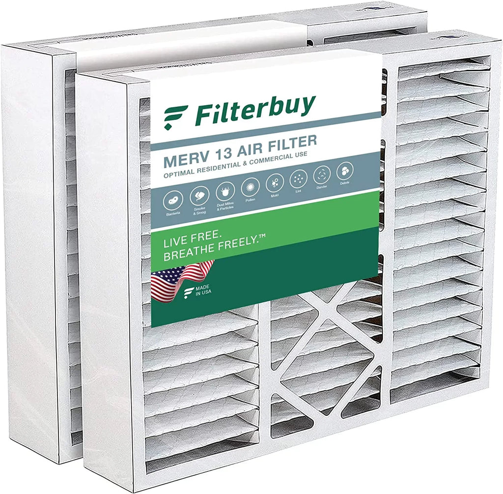Filterbuy 16x20x5 MERV 13 Pleated HVAC AC Furnace Air Filters Honeywell FC100A1003 (2-Pack)