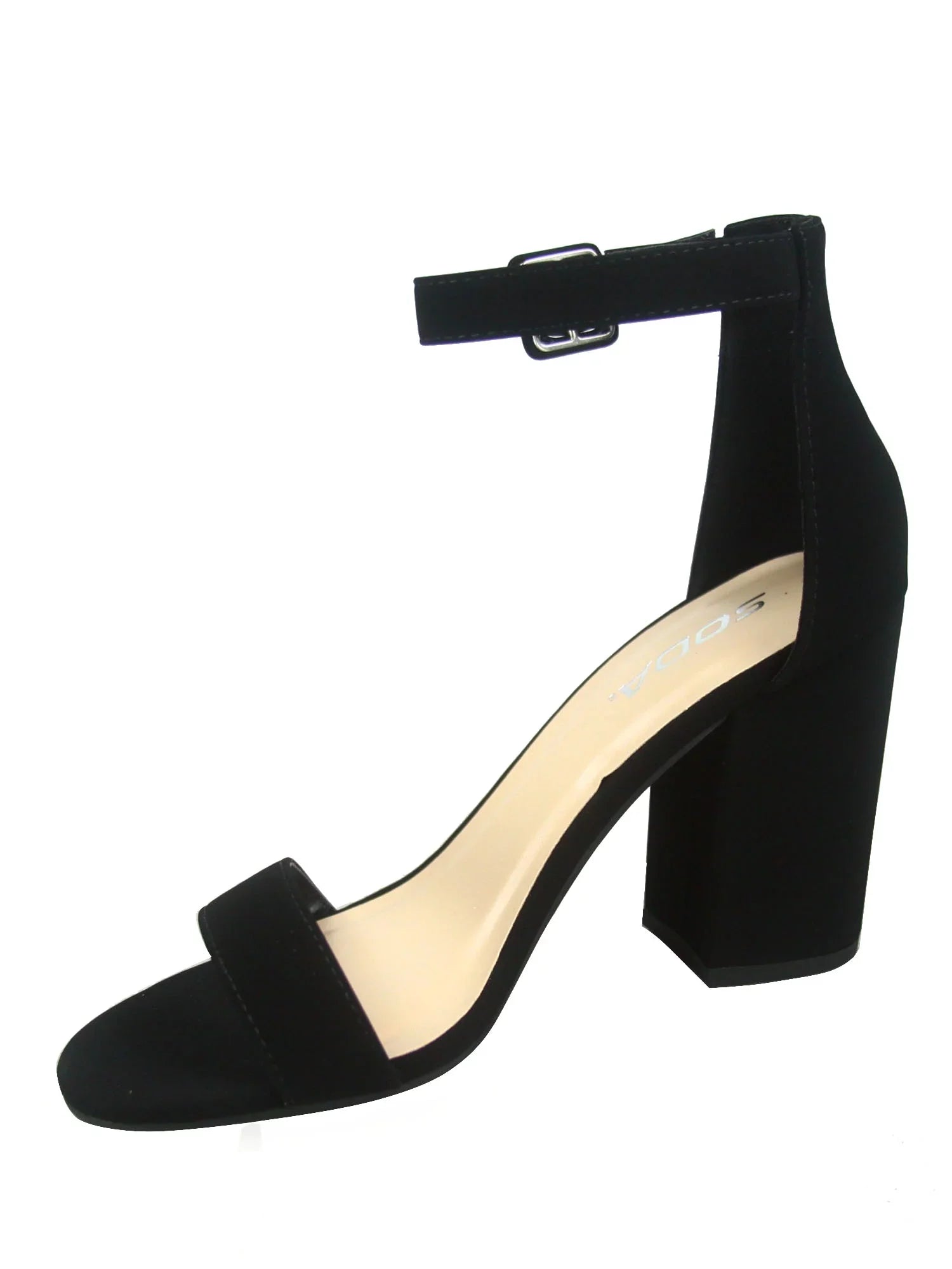 Iris-s Women's Fashion Open Toe Ankle Strap Latch High Chunky Heels Dress Sandals Shoes ( Black, 7 )