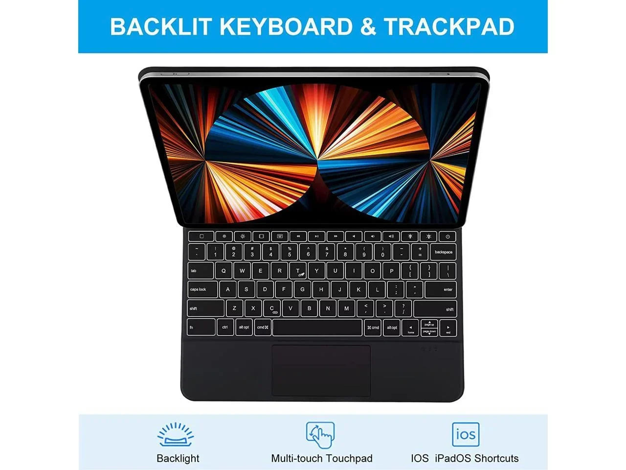 Magic Keyboard iPad Pro 12.9 2022 6th Gen / 2021 5th Gen / 2020 4th Gen / 2018 3rd Gen - Backlit Trackpad Keyboard Magnetic Smart Stand Coating