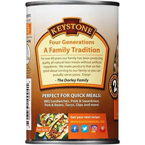 (12 Pack) Keystone All Natural Pork 14.5 oz Can Emergency Survival Food For Camping Hiking and Backpacking Ready to Eat- Pack of 12 Cans