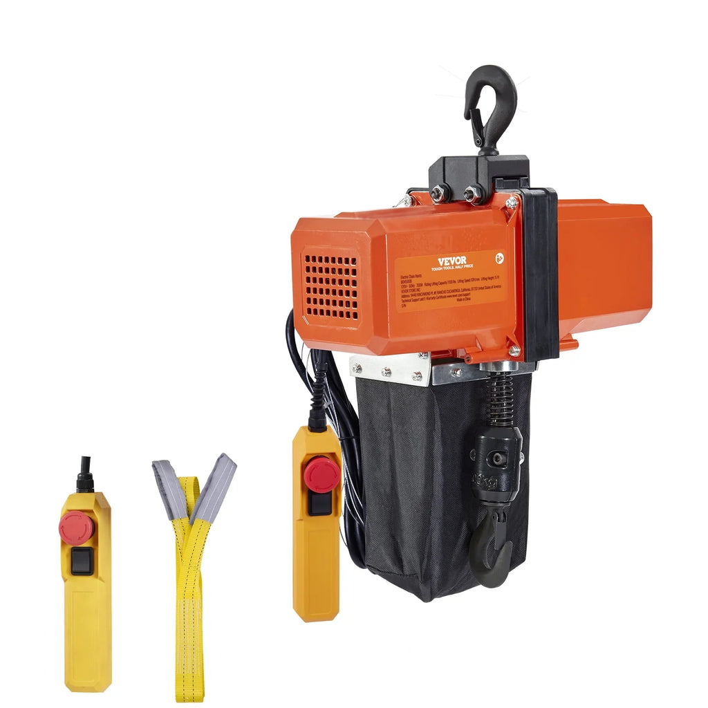 BENTISM Electric Chain Hoist Single Phase Crane Hoist 1100 lbs Load 15 ft Lifting