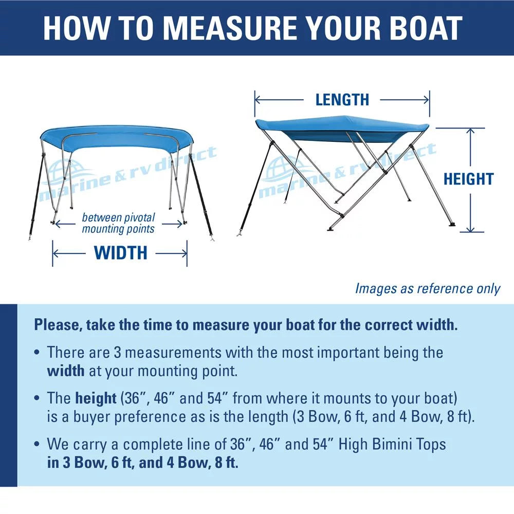 Bimini Top Watercraft Protection 46" High 3 Bow 6' ft. L x 73" - 78" W BURGUNDY Rear Poles