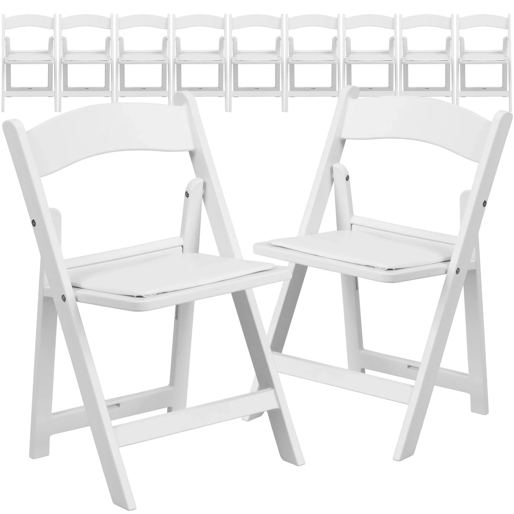 Flash Furniture HERCULES 11 Pack Kids White Resin Folding Chair with White Vinyl Padded Seat