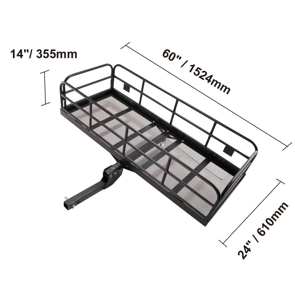 SKYSHALO 60x24x14in Hitch Mount Cargo Carrier 400lb & Stabilizer Fits 2" Receiver