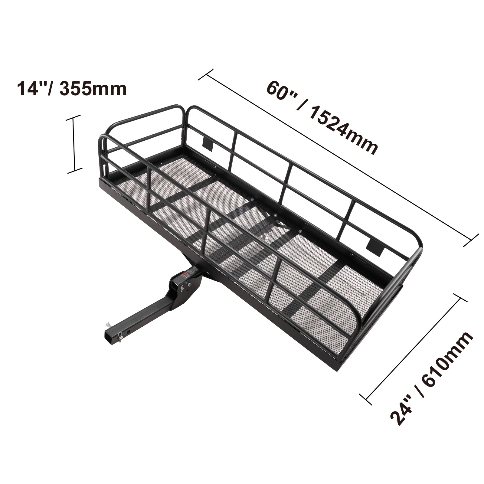 SKYSHALO 60x24x14in Hitch Mount Cargo Carrier 400lb & Stabilizer Fits 2" Receiver