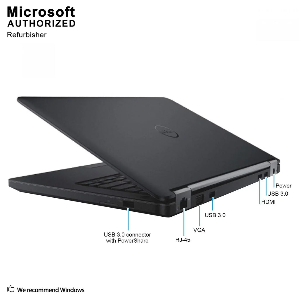 Dell Latitude E5450 14.0 Laptop, Intel Core I3-5010U 2.1Ghz, 8G DDR3L, 500G, USB 3.0, VGA, HDMI, W10P64-Multi Languages Support (EN/ES/FR), 1 year warranty Used Grade A