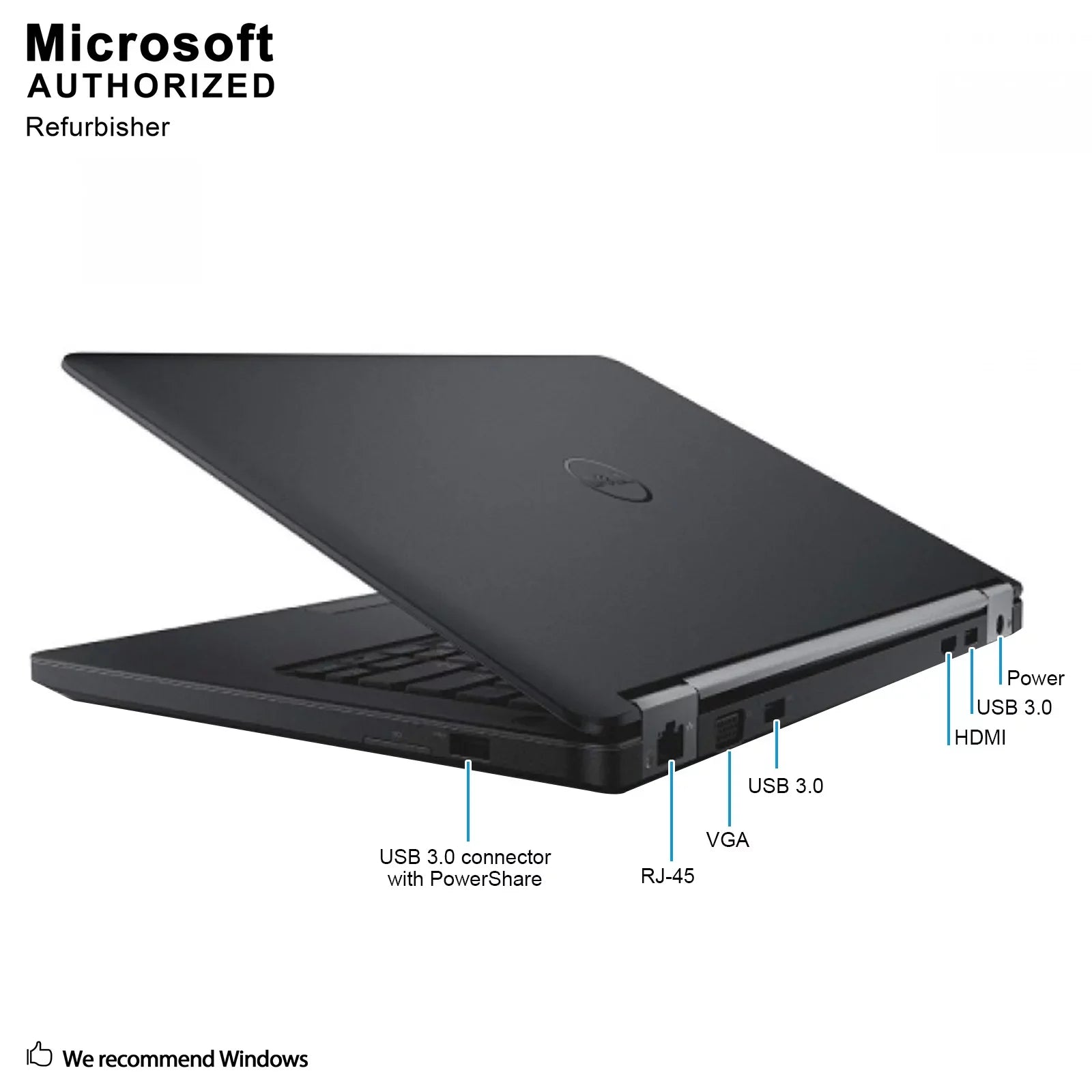 Dell Latitude E5450 14.0 Laptop, Intel Core I3-5010U 2.1Ghz, 8G DDR3L, 500G, USB 3.0, VGA, HDMI, W10P64-Multi Languages Support (EN/ES/FR), 1 year warranty Used Grade A