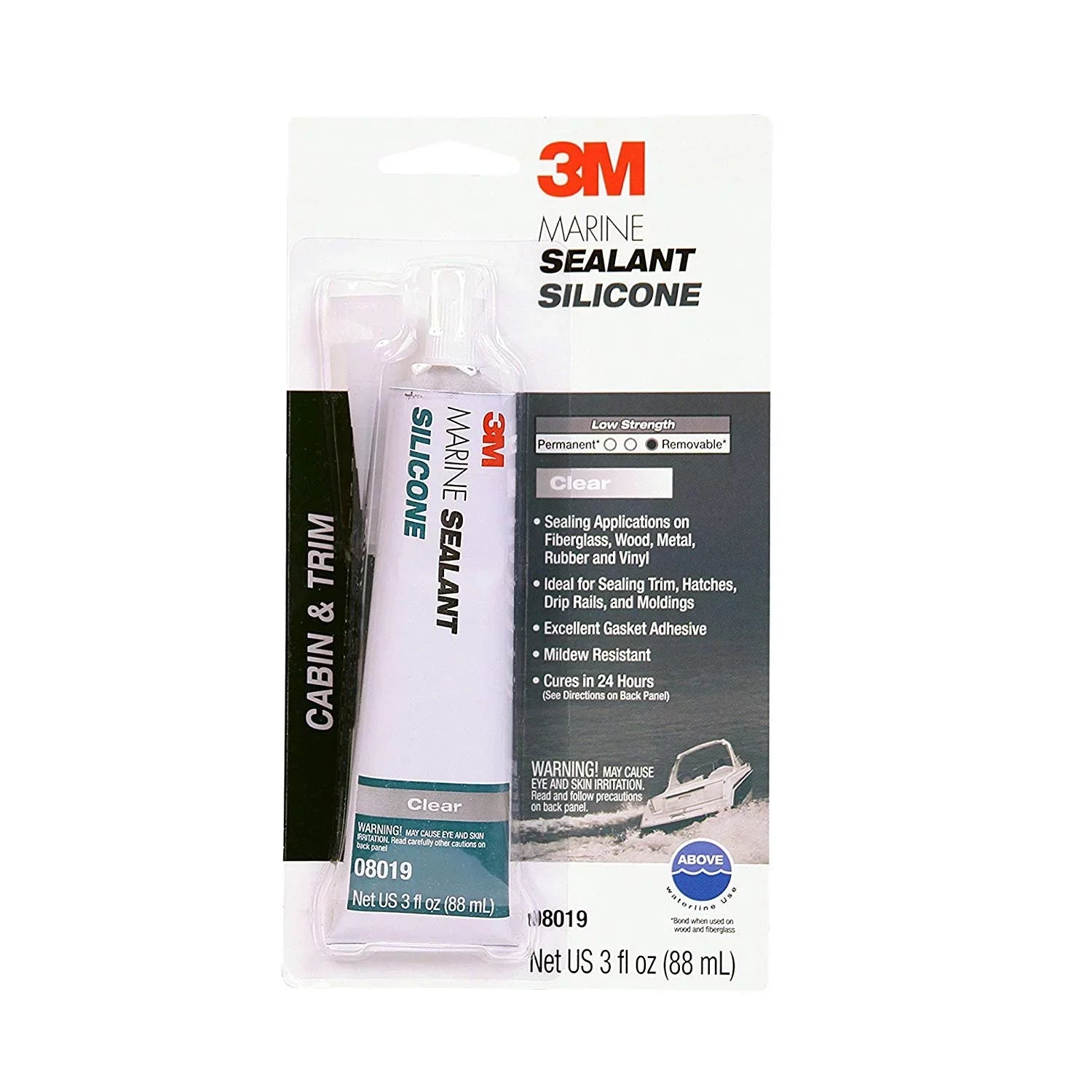 3M Marine Grade Silicone Sealant 08019 For Ship and RVs Clear 3 Ounces