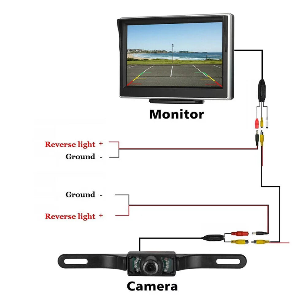 MM Electronicles Backup Camera Wireless Car Rear View HD Parking System Night Vision + 5" Monitor