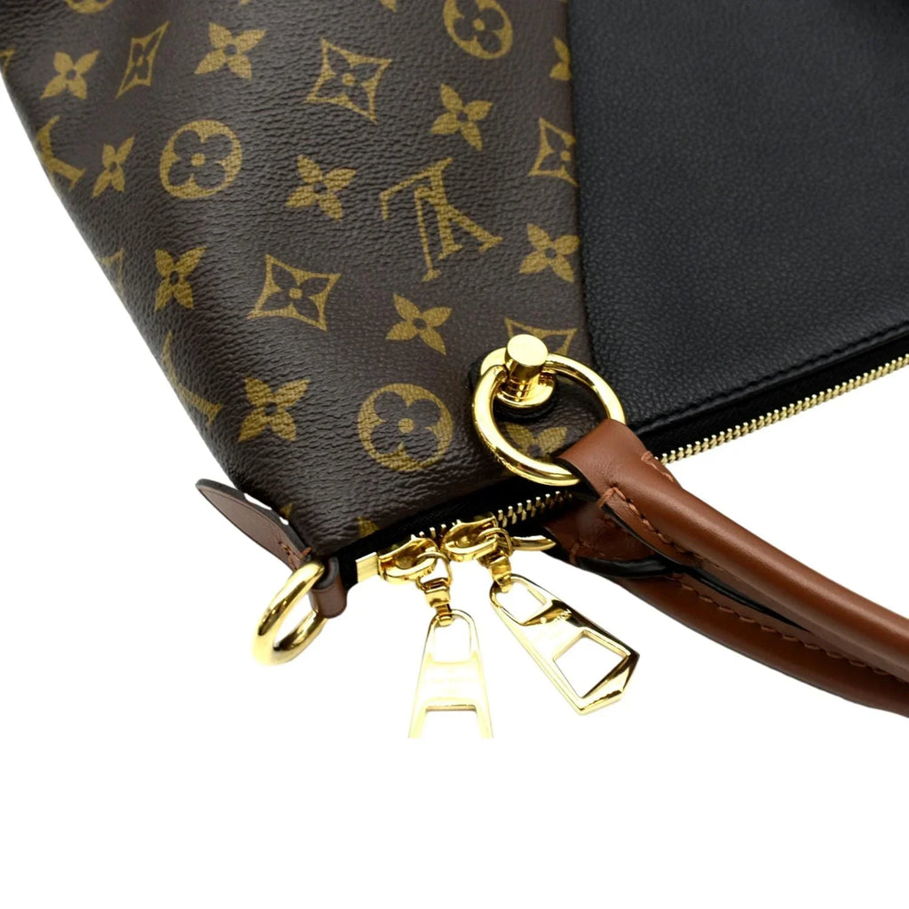 Pre-owned LOUIS VUITTON V MM Monogram Leather Hobo Bag Black