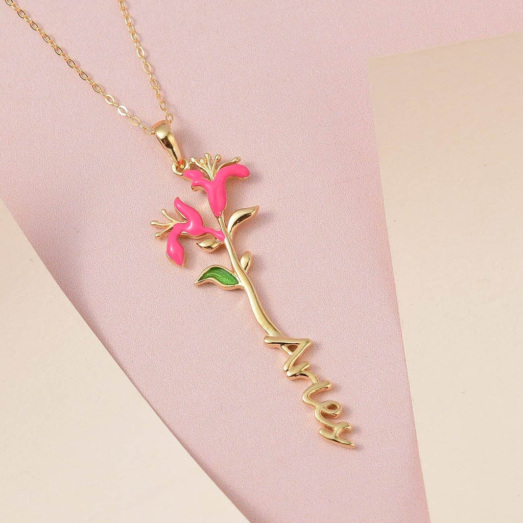Shop LC 925 Sterling Silver 14K Yellow Gold Plated Pink Green Enameled Aries Zodiac Birth Honeysuckle Pendant Necklace Women Jewelry Gifts Women Size 16-18" Birthday Gifts Women