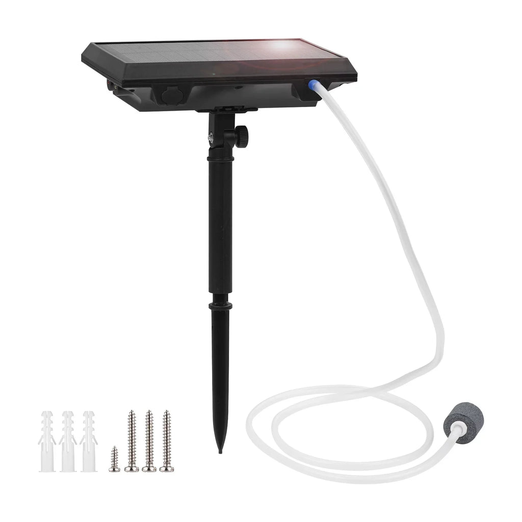 5.5V 1.5W Solar Air Pump Fish Oxygenator with Aquarium & Air Bubble Stone Pond Pump Aerator Rechargeable Fishing Fish Tranportation Small Ponds Pools Circulation Garden L
