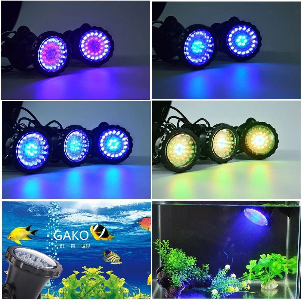 LED Pond Light, Submersible LED Lights RGB Underwater Lights Color Changing Spotlight Outdoor Remote Control IP68 Waterproof Fish Tank Lights Fountain Lights Aquarium Tank Pool