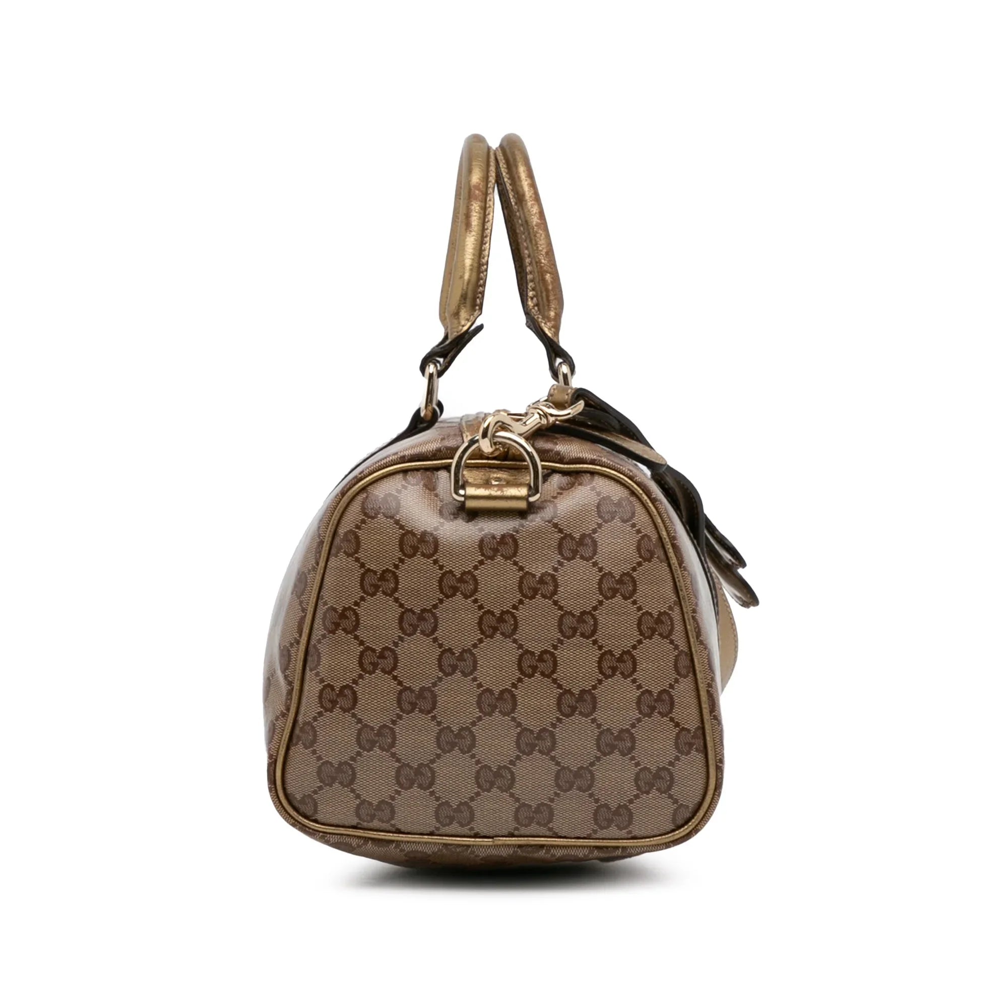 Pre-Owned Authenticated Gucci GG Crystal Joy Satchel Coated Canvas Fabric Brown Unisex (Fair)
