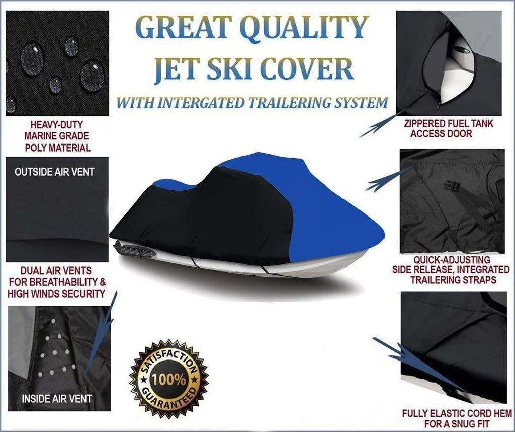 BLACK / HEAVY-DUTY, TOP OF THE LINE Wrap Kawasaki Jet Ski SS 750 / JH750 SS 1992 1993 1994 1995 1996 1997 PWC Jet Ski Wrap 1-2 Seater