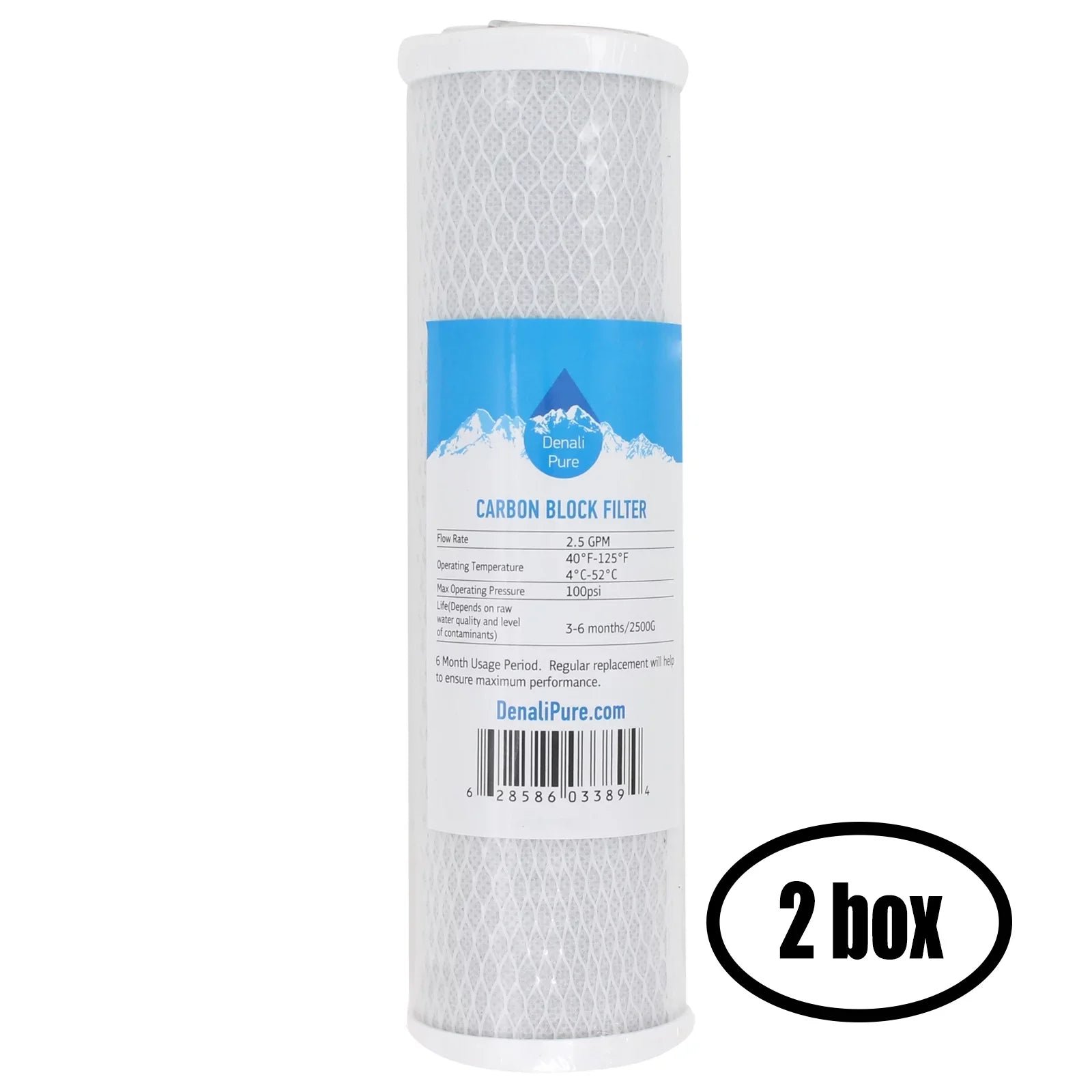 2 Boxes of Replacement iSpring RCC1P Activated Carbon Block Filter - Universal 10 inch Filter iSpring 123Filter 5-stage 100GPD Reverse Osmosis Water Filter - Denali Pure Brand